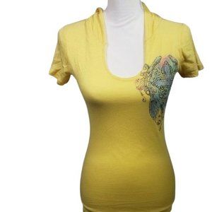 VOCAL Yellow Winged Cross Soft Hoodie T Shirt